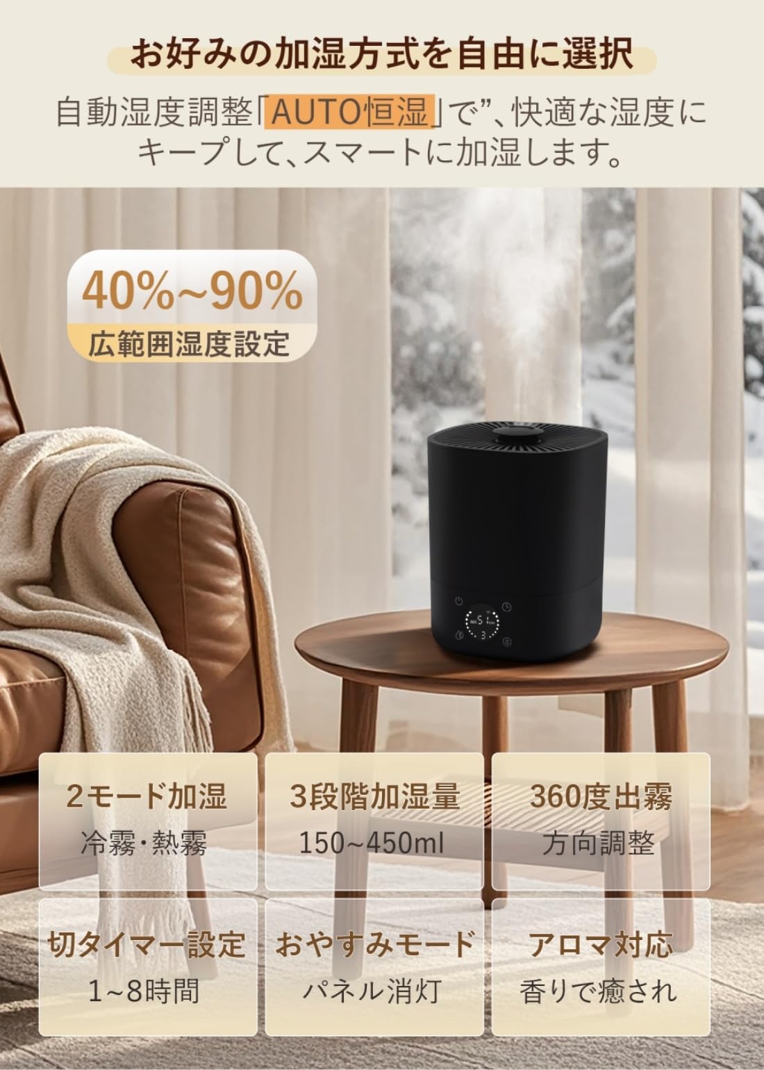 Amazon.co.jp: 【 2025新登場 AI恒湿 UV除菌 】 加湿器 ハイブリッド式